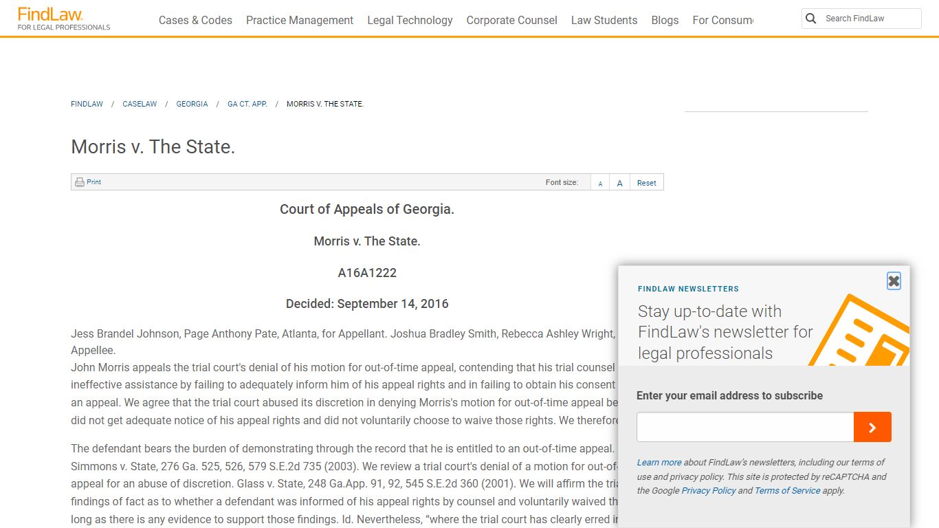 Morris v. The State. | FindLaw