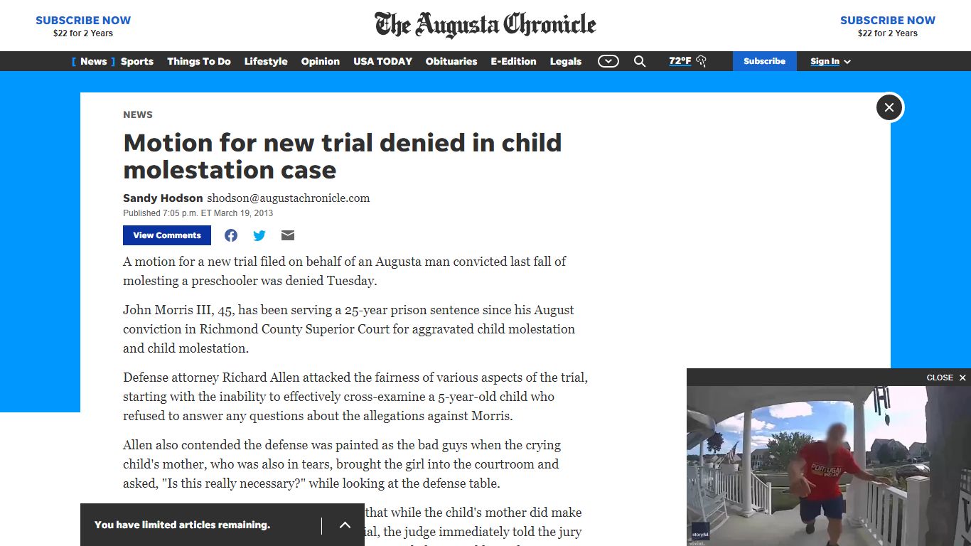 Motion for new trial denied in child molestation case