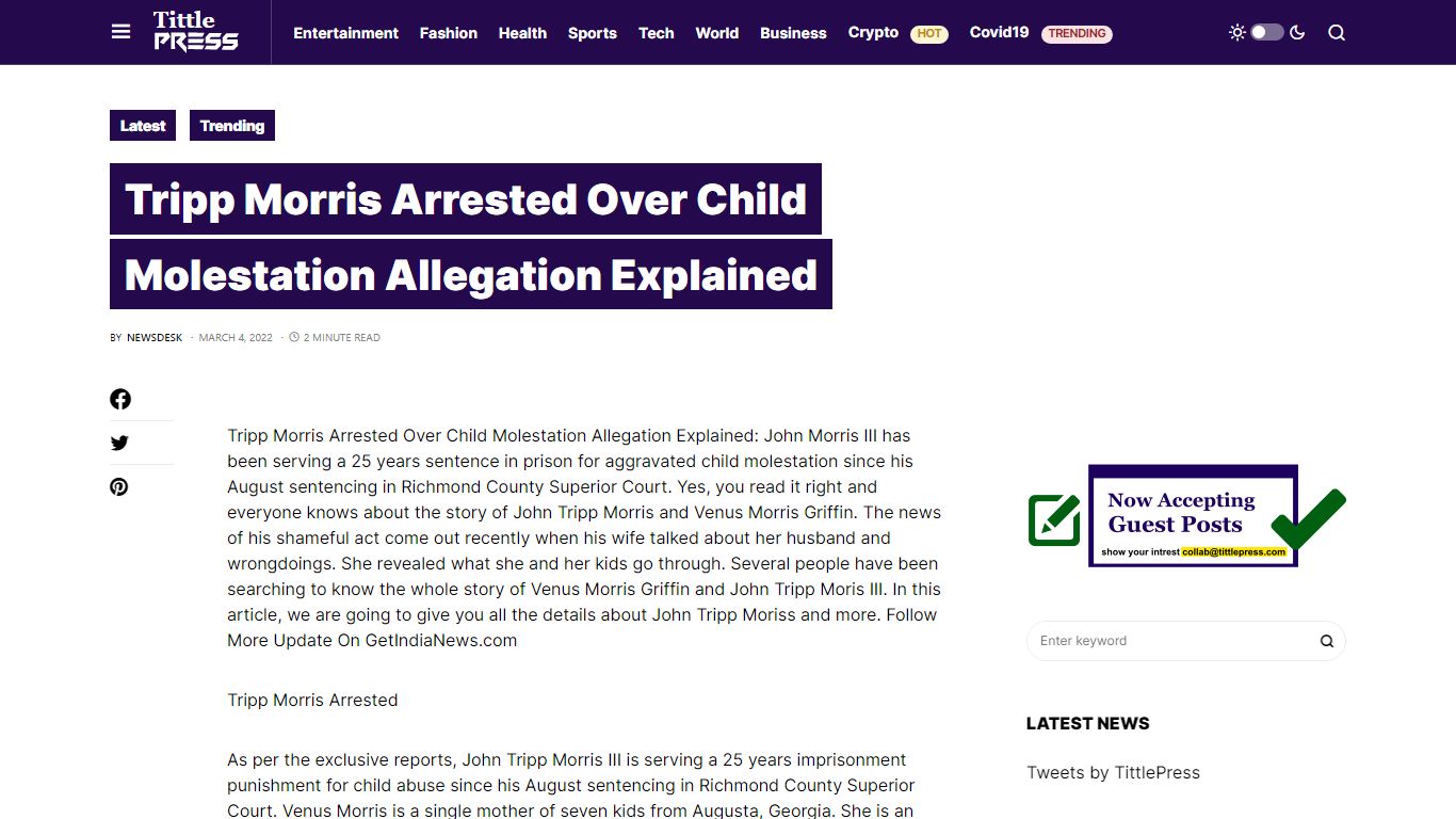 Tripp Morris Arrested Over Child Molestation Allegation Explained ...